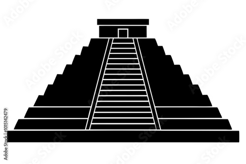  Majestic Mayan Pyramid Silhouette Vector Illustration for Cultural Design