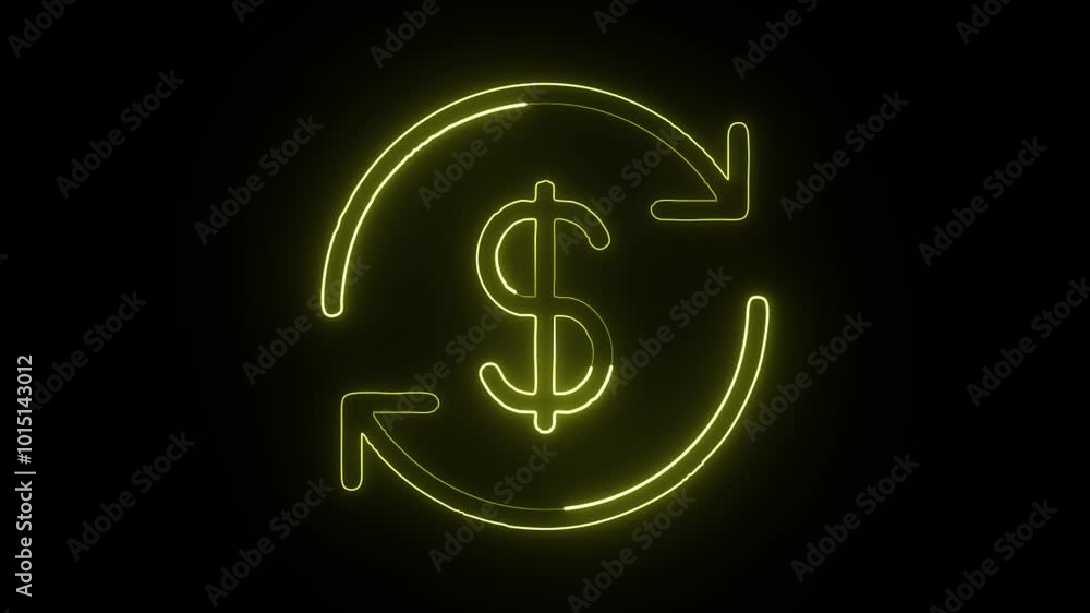 Glowing Neon Dollar Icon Isolated on Black Background. HD Video Motion Graphic Animation. Outline Black Vector Illustration. Outline Black Image Glowing Neon Dollar Icon Isolated on Black Background. HD Video Motion Graphic Animation. Outline Black Vector Illustration. Outline Black Image