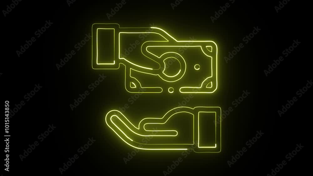 Glowing Neon Give Money Icon Isolated on Black Background. HD Video Motion Graphic Animation. Glowing Neon Give Money Icon Isolated on Black Background. HD Video Motion Graphic Animation.
