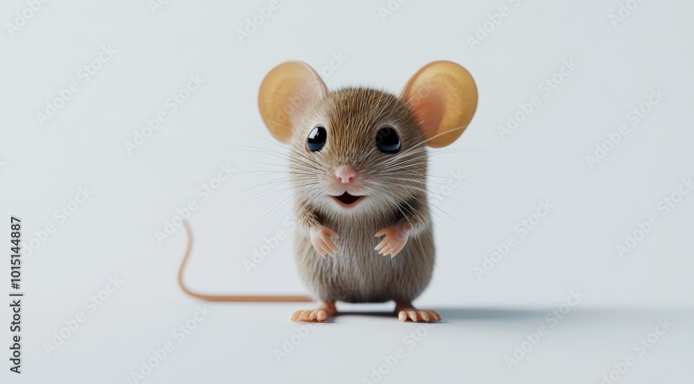 Cute 3d render mouse cartoon style on white background Cute 3d render mouse cartoon style on white background