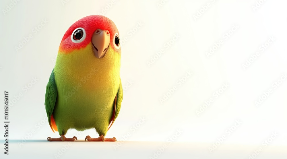 Cute 3d render parrot cartoon style on white background Cute 3d render parrot cartoon style on white background