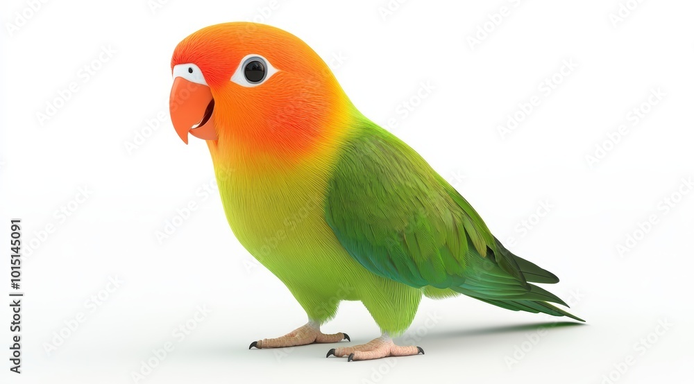 Cute 3d render parrot cartoon style on white background Cute 3d render parrot cartoon style on white background