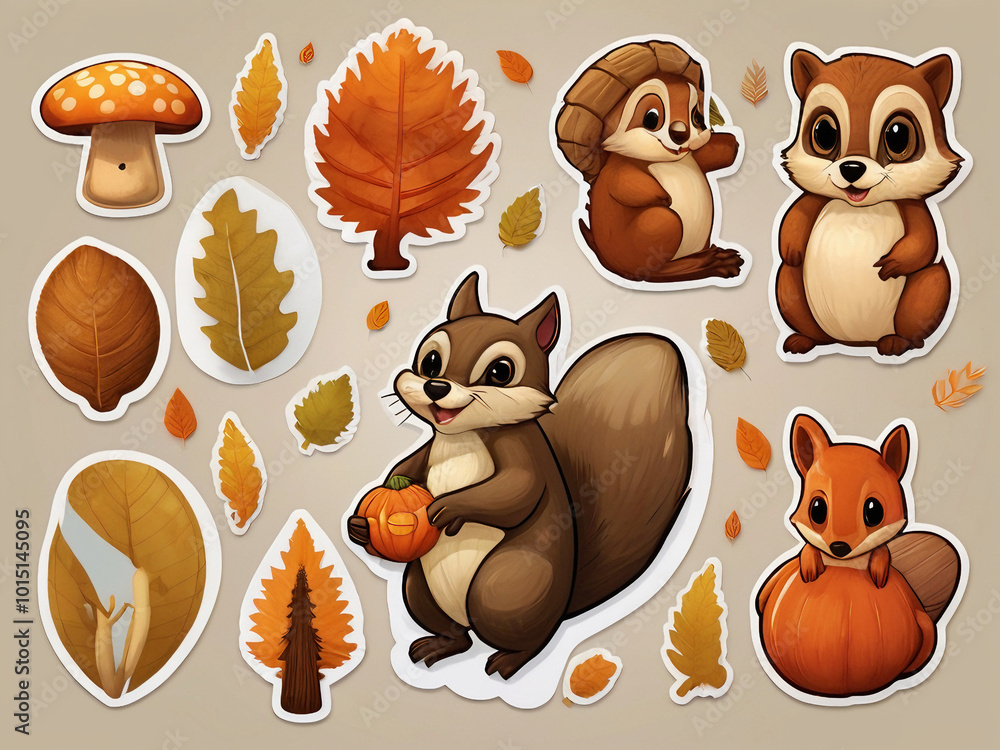 Obraz premium Fun Autumn Characters & Icons