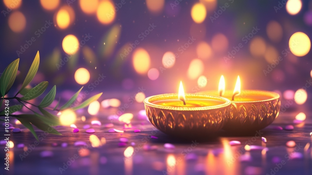 Illuminating joy and prosperity with diwali diyas in a festive celebration atmosphere Illuminating joy and prosperity with diwali diyas in a festive celebration atmosphere