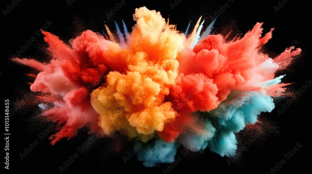 Colorful explosion of powder pigments on a dark background. Colorful explosion of powder pigments on a dark background.