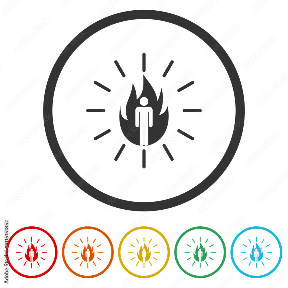 Adrenaline icon. Set icons in color circle buttons