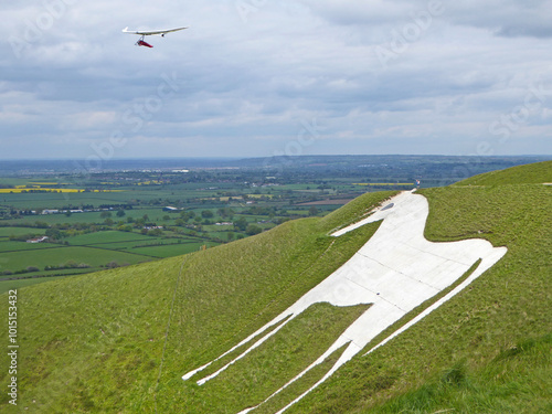 Hang glider above the Westbury White Horse photo