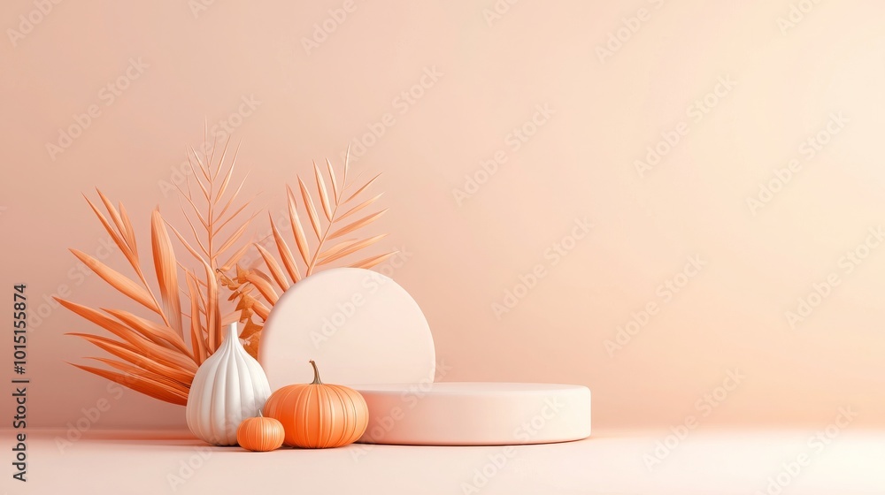 Fototapeta premium Cozy Living Room with Thanksgiving Decor