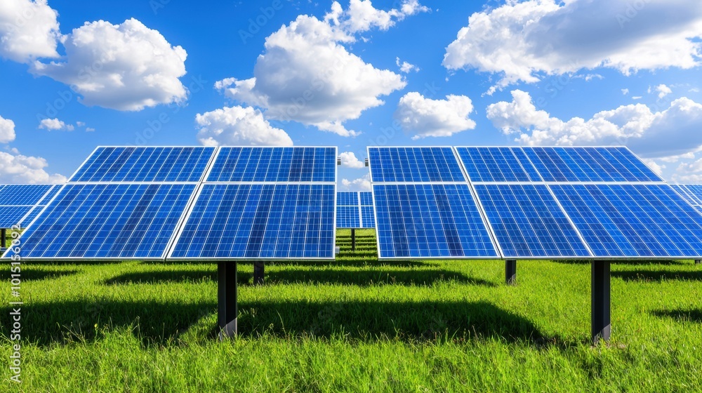 Solar Panels Under a Bright Blue Sky Solar Panels Under a Bright Blue Sky