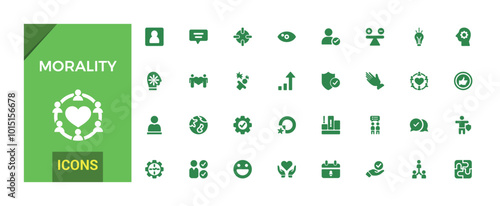 Morality and values solid icons set, UI icon set for web and app design, Filled ico collection, Thin outline icons pack. Editable and pixel perfect.