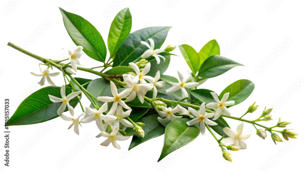 Creeping flowering plant Star Jasmine isolated on white or transparent background Creeping flowering plant Star Jasmine isolated on white or transparent background