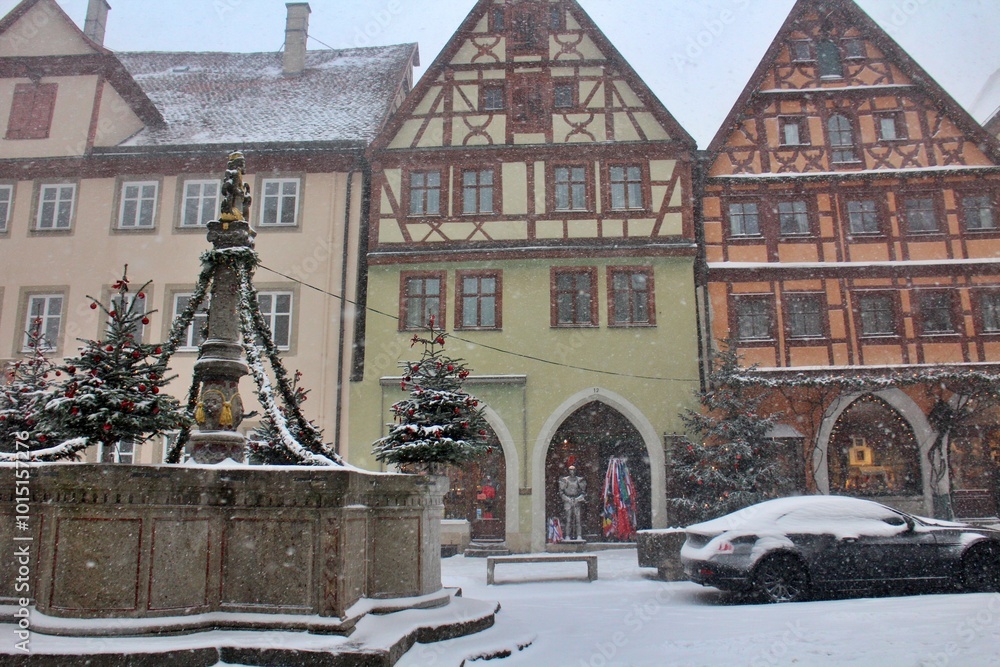 Φωτογραφία Christmas illumination in the old town of Rothenburg ob der Tauber, Germany