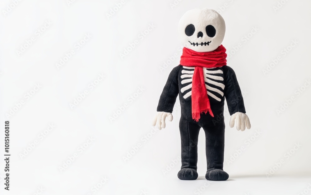 plush toy Halloween character skeleton on white background plush toy Halloween character skeleton on white background