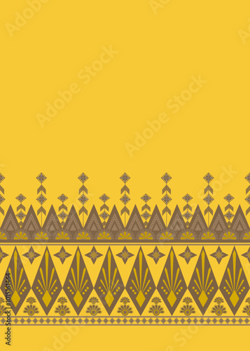 Sunny Yellow Tribal Vector - Geometric Native American Border