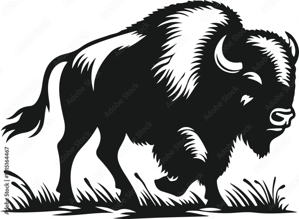 Bison silhouette vector illustration Bison silhouette vector illustration