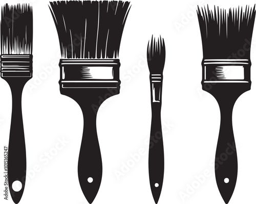 set of paint brushes silhouette design vector art illustration