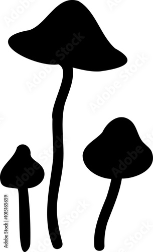 Mushroom silhouette icon vector image. Big set of mushroom - Edible and non-edible mushrooms. Vector illustration