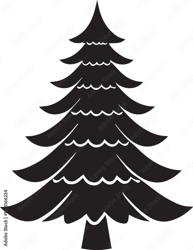 Obraz premium Christmas tree Silhouette Vector illustration