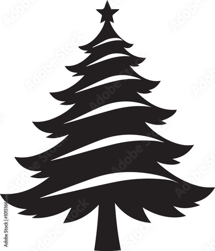 Christmas tree Silhouette Vector illustration
