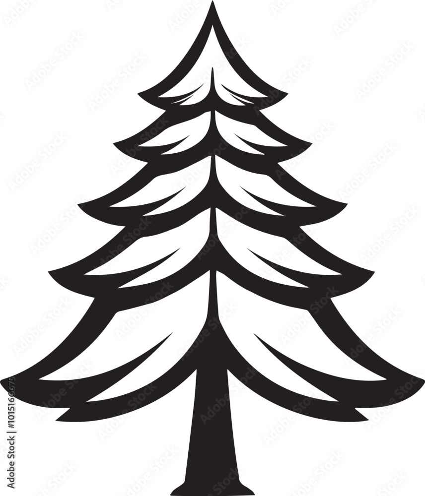  Christmas tree Silhouette Vector illustration