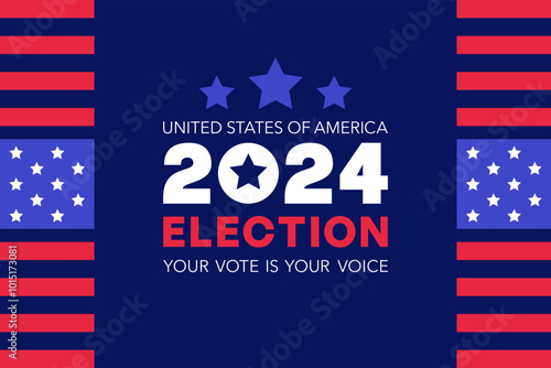 2024 Election Poster with Red, White, and Blue Design Featuring Stars and Stripes