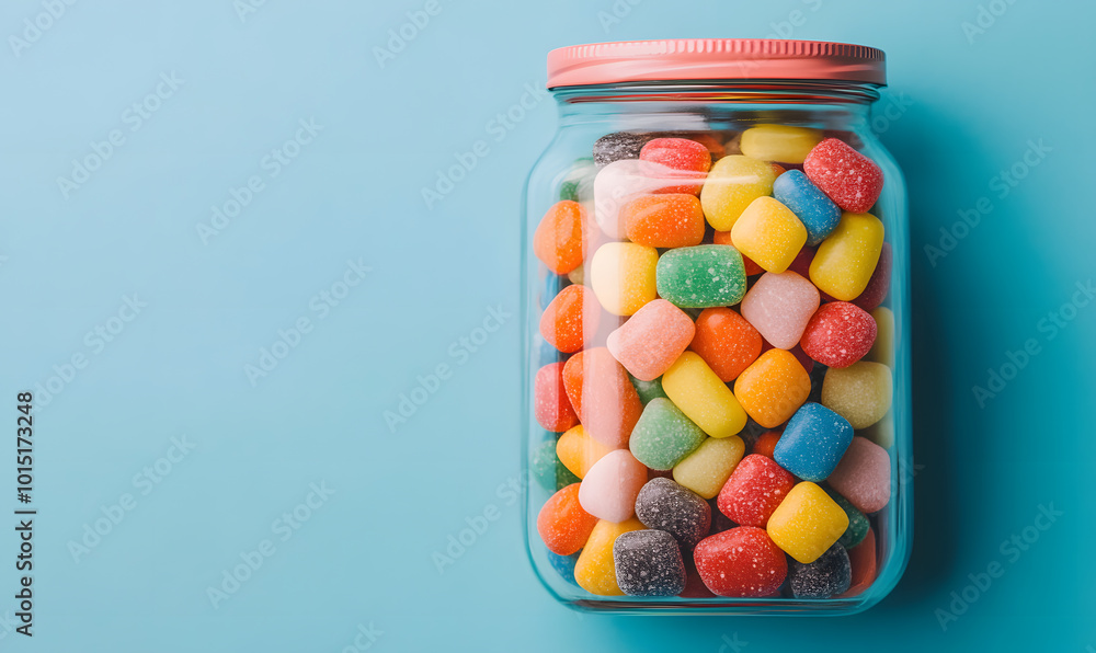 Jar Full of Colourful Candy Mix | Bright and Vibrant Sweets in a Variety of Shapes and Flavours Jar Full of Colourful Candy Mix | Bright and Vibrant Sweets in a Variety of Shapes and Flavours