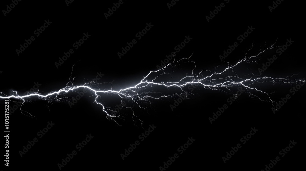 © EarthWalker - Lightning bolt with branching fingers on black background © EarthWalker - Lightning bolt with branching fingers on black background