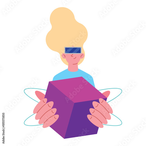 woman with vr headset playing multiverse simulator