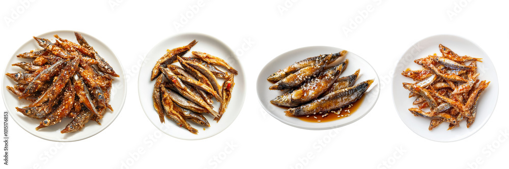 Fried small fish with sesame seeds and soy sauce. Fried small fish with sesame seeds and soy sauce.