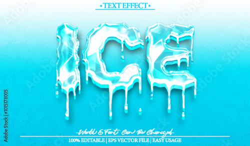 Ice Vector Text Effect Editable Alphabet Melt Frost Cold Fresh Winter