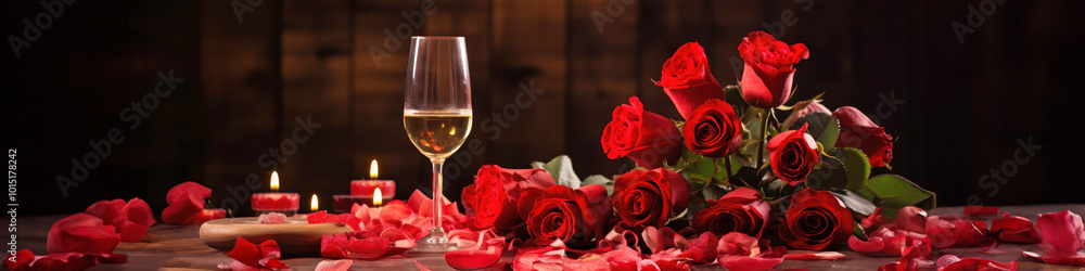 Romantic Celebration Of Valentine's Day - With Wine And Roses Romantic Celebration Of Valentine's Day - With Wine And Roses