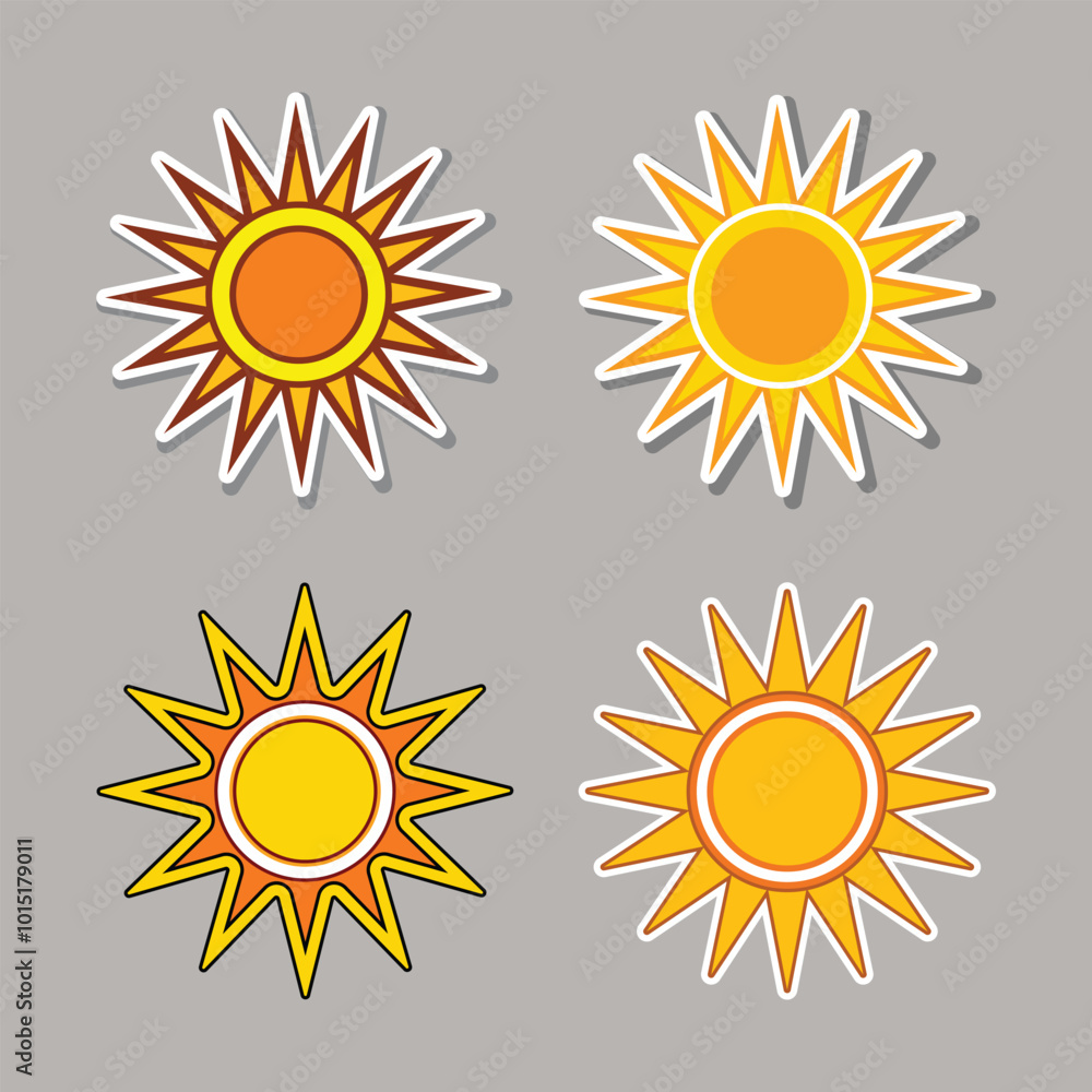 Fototapeta premium Cheerful Sun Sticker With Bold Rays And Eye Catching Outline