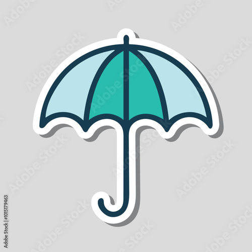 Stylish Umbrella Sticker With Curved Canopy And Bold Lines, Minimalist Design With Simple Handle photo