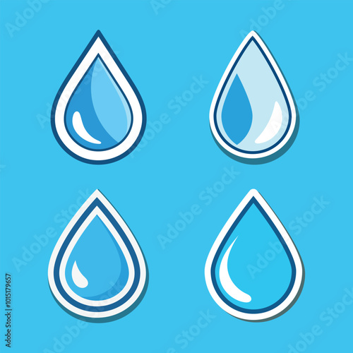 Single Raindrop Sticker With Clean Edges And Bold Outline