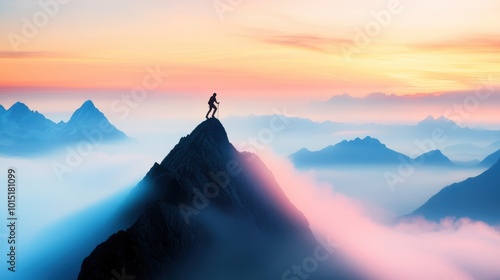 A person climbing a challenging mountain, signifying determination and resilience in the face of obstacles.