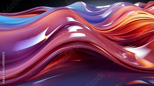 Fototapeta Abstract iridescent shape, 3d render