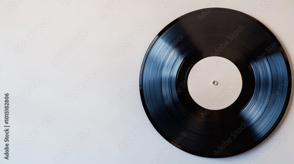 A mockup of a classic vinyl record on a white surface, with a blank cover, ideal for music-related branding A mockup of a classic vinyl record on a white surface, with a blank cover, ideal for music-related branding