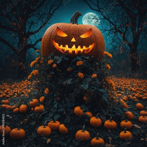 Mysterious fog blankets the ground adding an enchanting touch to the Halloween evening