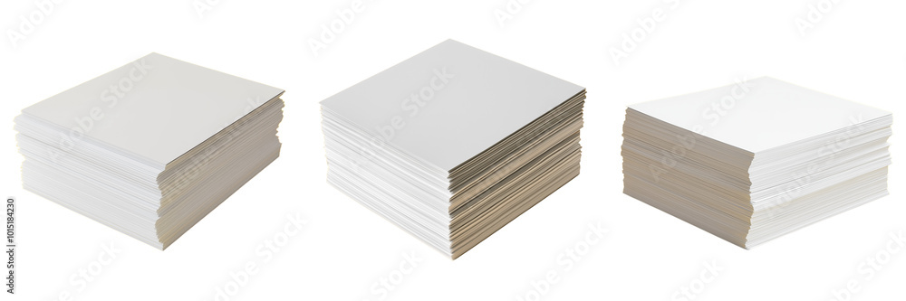 Set of a stack of white paper, isolated on a transparent background. Set of a stack of white paper, isolated on a transparent background.