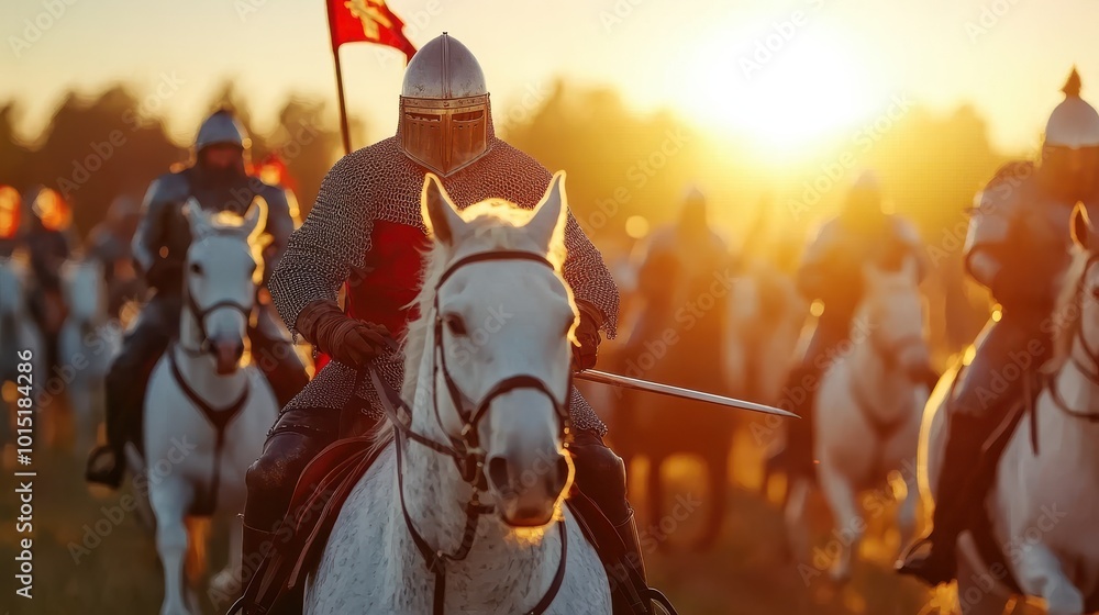 Intense Medieval Battle at Sunset Intense Medieval Battle at Sunset