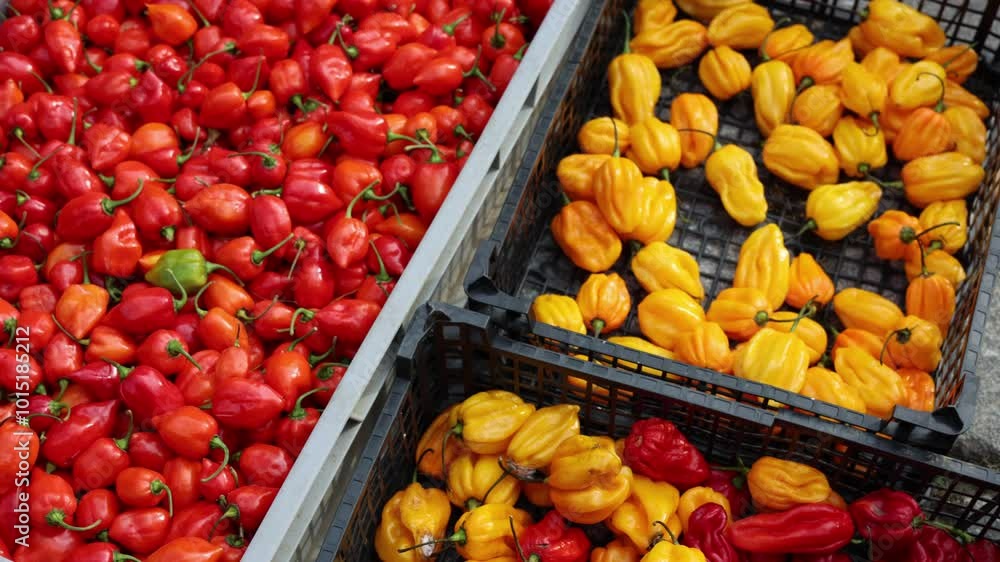 hot yellow and hot red peppers hot yellow and hot red peppers