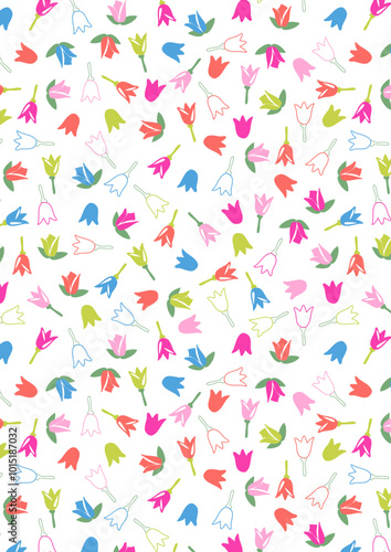 colorful graphic tulip springtime all over print