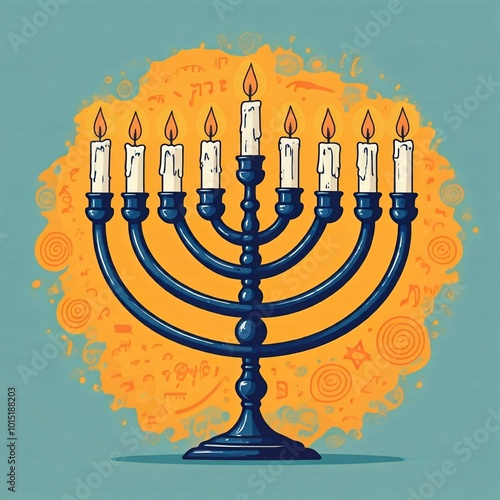 happy hanukkah jewish religious festival celebration with menorah candle light background illustrations