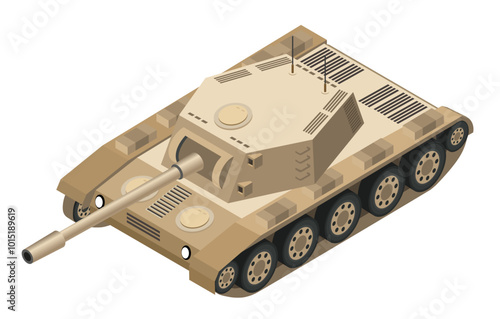 Military tank fiercely attacks with its powerful cannon in a dynamic view, showcasing armored strength and destructive force in battle