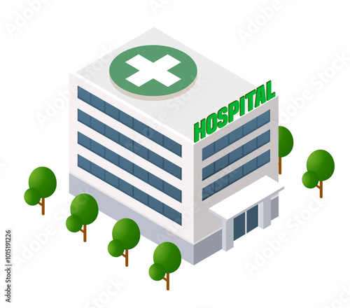 Modern hospital building with a helipad on the roof, ensuring fast emergency medical services