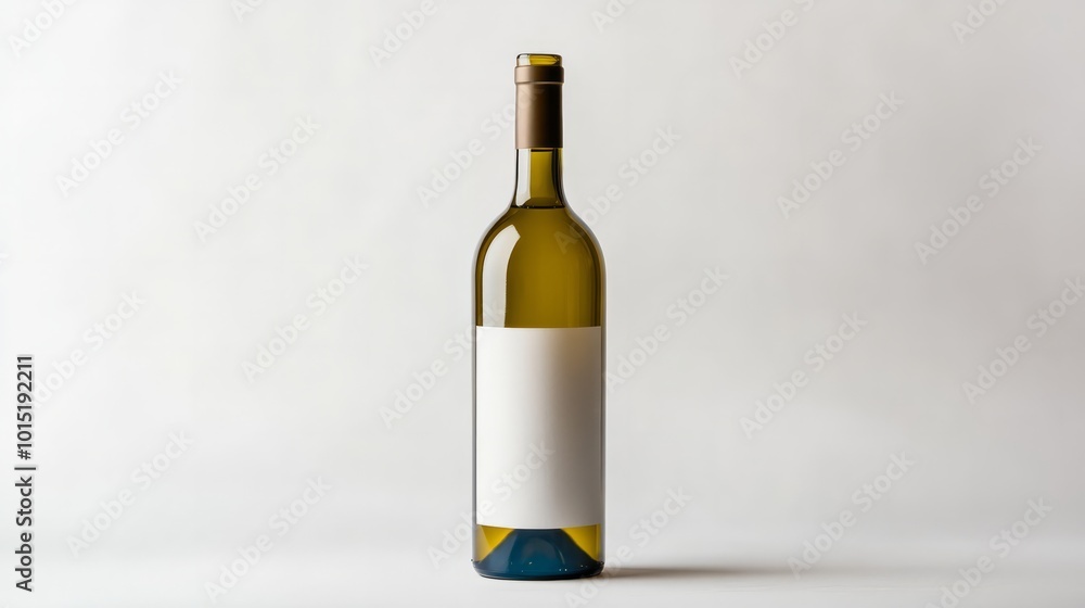A mockup of an empty wine bottle on a bright white background, perfect for vineyard or wine product advertisements A mockup of an empty wine bottle on a bright white background, perfect for vineyard or wine product advertisements