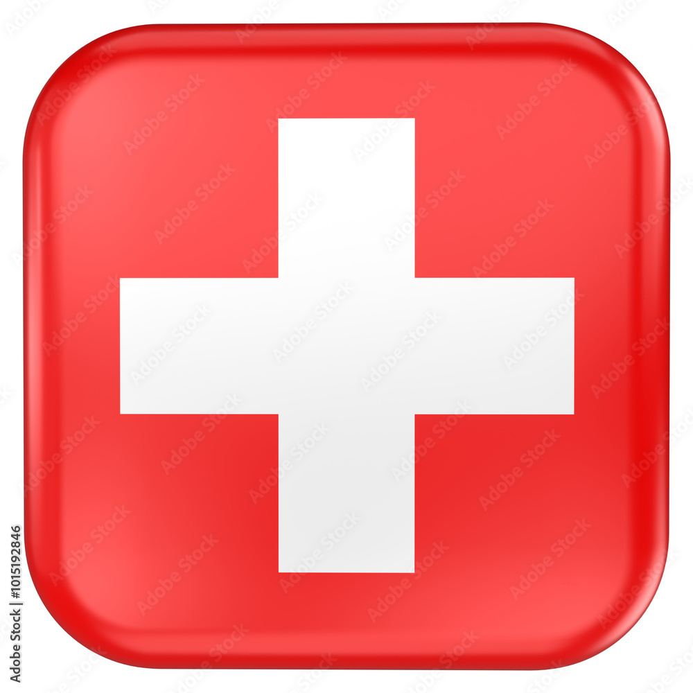 Obraz premium Switzerland square flag icon with transparent background