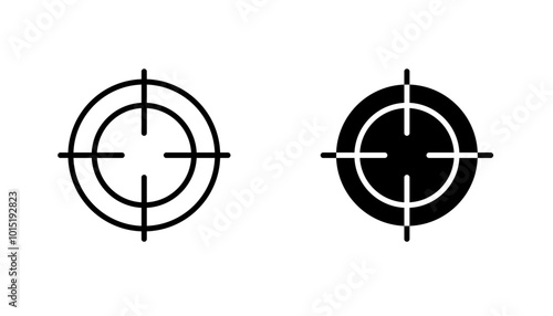 Aim vector icon set in black and white color.