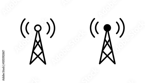 Antenna vector icon set in black and white color.