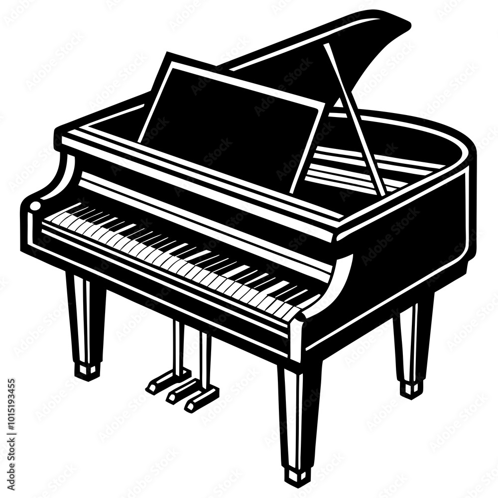 grand piano and keys silhouette vector art illustration grand piano and keys silhouette vector art illustration